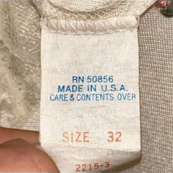 Vanity Fair VTG Women's Midi Ivory Slip Dress w Lace Trim Pink Flower Size 32/S - Picture 6 of 9